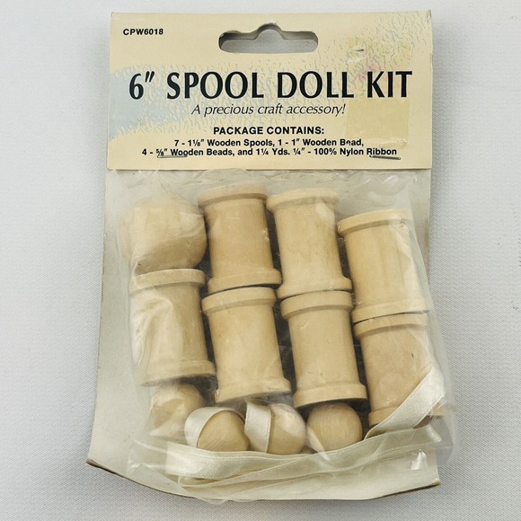 Vintage 6" Wood Spool Doll Kit Wang's International‎ CPW6018 - Picture 1 of 4